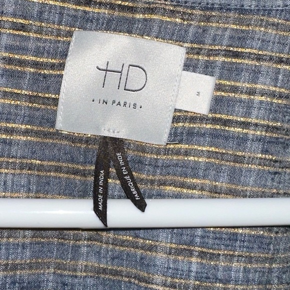 Anthropologie HD in Paris Ella Embellished Embroidered Striped Top Sz 2 #G - Picture 3 of 5